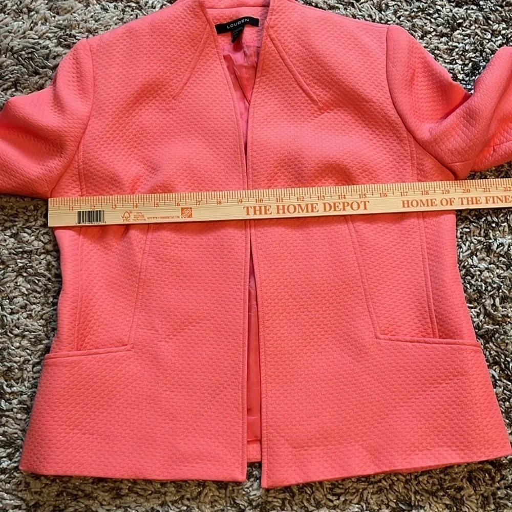 LOUBEN pink /salmon textured,open front jacket, blazer size 6